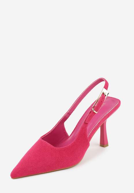 Fuksjowe Szpilki Slingback VICES z Imitacji Zamszu z Prostokątną Klamerką Natuma 5