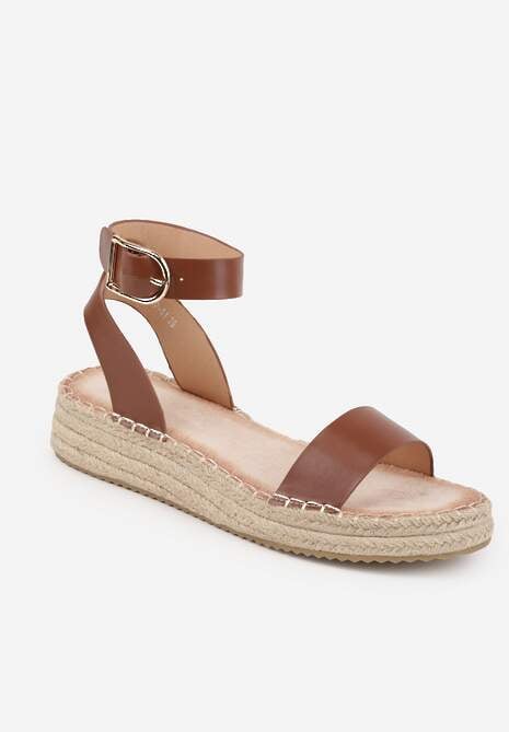 Brązowe Sandały VICES na Platformie z Plecionki z Szerokim Paskiem z Klamrą Jurelle 5