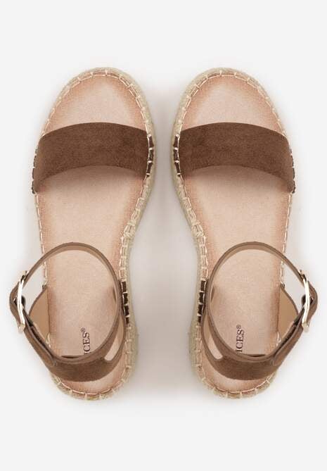 Brązowe Sandały VICES na Plecionej Platformie z Paskiem Wokół Kostki Daphelsa 6