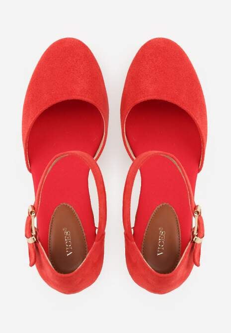 Czerwone Sandały VICESna Plecionym Koturnie Laraifa 6