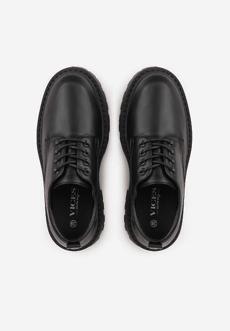 Czarne Eleganckie Półbuty Oksfordki VICES ze Sznurowaniem i Platformą Anatala 6