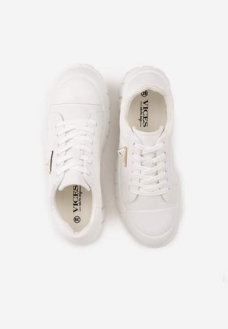 Białe Sneakersy VICES na Tłoczonej Podeszwie w Stylu Chunky Myninis 6