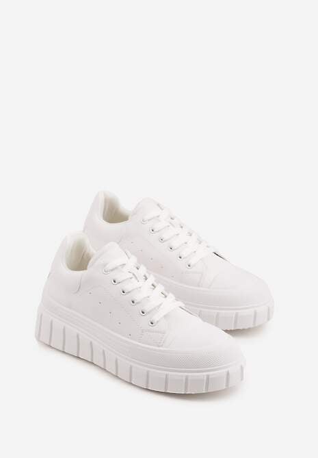 Białe Sneakersy VICES na Platformie w Stylu Chunky z Perforacją Hypsyllis 5