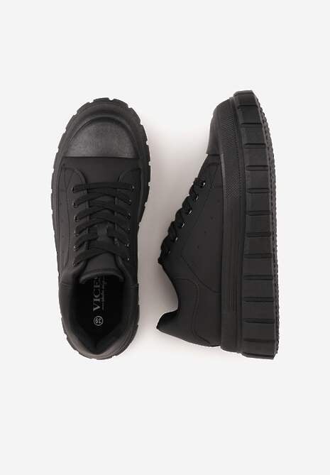 Czarne Sneakersy VICES na Platformie w Stylu Chunky z Perforacją Hypsyllis 6