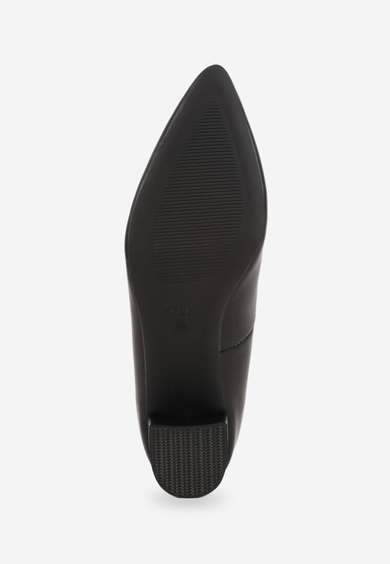 Czarne Skórzane Czółenka VICES na Słupkowym Obcasie Nerilise 7