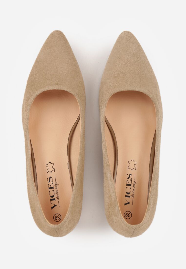 Ciemnobeżowe Czółenka VICES ze Skóry Naturalnej na Słupku Avanah 6