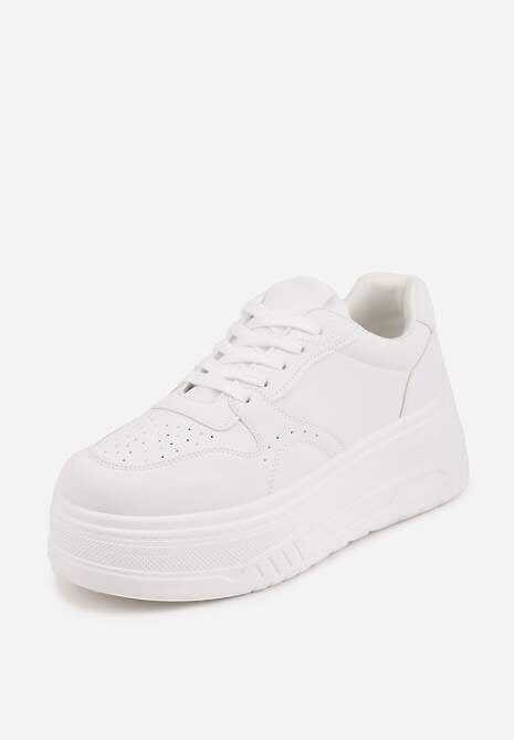 Białe Sneakersy VICES na Grubej Podeszwie Zdobione Perforacją przy Nosku Riosina 5