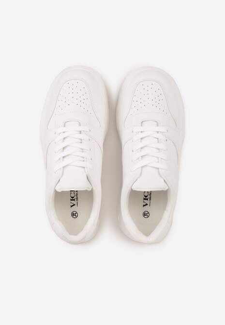 Białe Sneakersy VICES na Grubej Podeszwie Zdobione Perforacją przy Nosku Riosina 6
