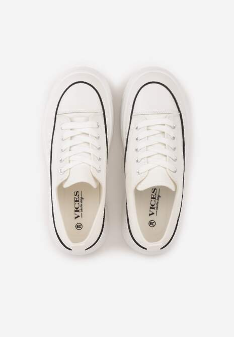 Białe Trampki VICES na Platformie z Ozdobnym Paskiem Wokół Podeszwy Rionira 6