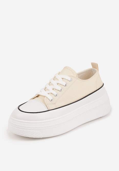 Beżowe Trampki VICES na Platformie z Ozdobnym Paskiem Wokół Podeszwy Rionira 5