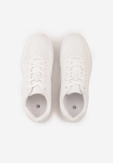 Białe Sneakersy na Platformie z Transparentną Wstawką przy Podeszwie Riovira 6