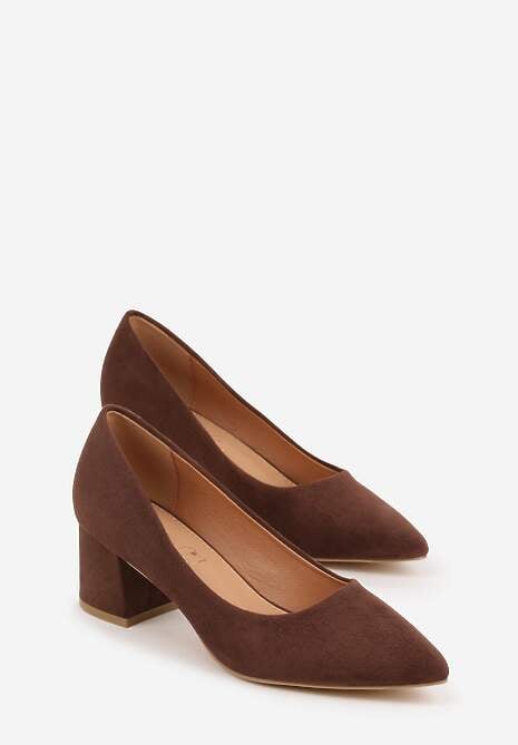 Brązowe Czółenka Vices na Słupku z Wkładką ze Skóry Naturalnej Rieris 5
