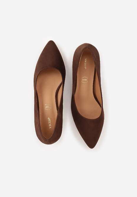 Brązowe Czółenka Vices na Słupku z Wkładką ze Skóry Naturalnej Rieris 6