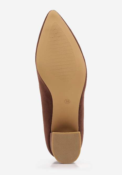 Brązowe Czółenka Vices na Słupku z Wkładką ze Skóry Naturalnej Rieris 7