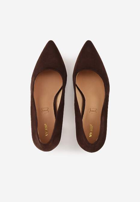 Ciemnobrązowe Casualowe Czółenka na Słupku Vices z Wkładką ze Skóry Naturalnej Maidra 6