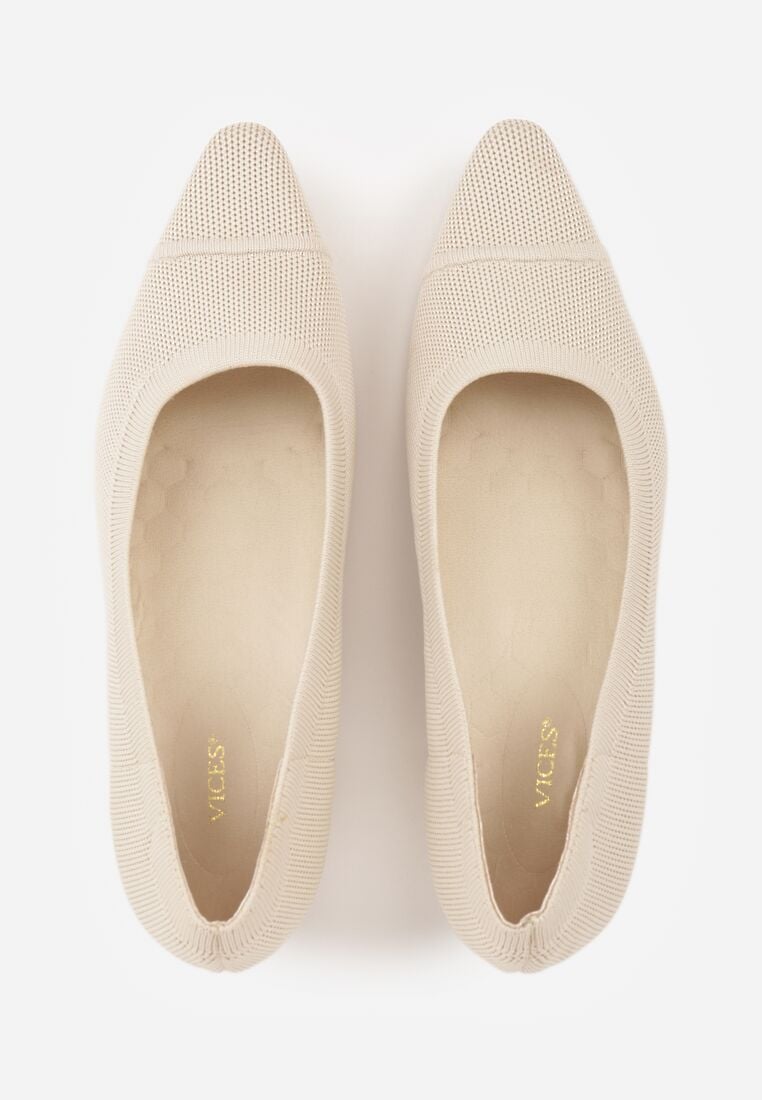 Beżowe Strukturalne Czółenka VICES na Słupkowym Obcasie Abathise 6