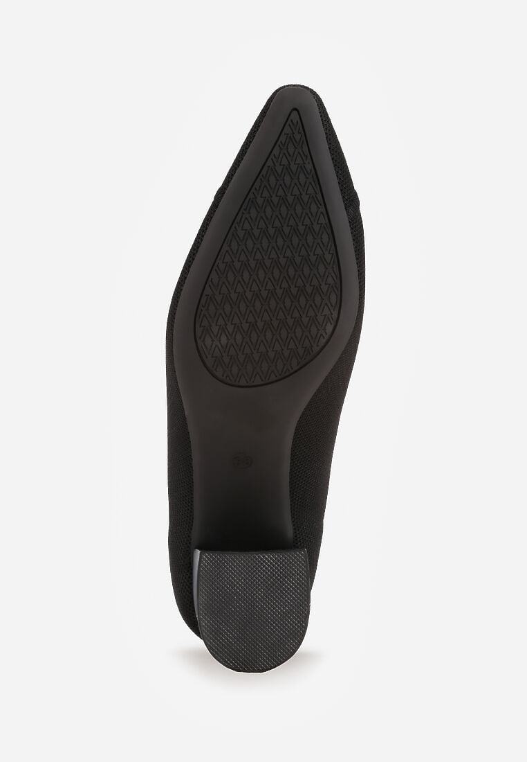 Czarne Strukturalne Czółenka VICES na Słupkowym Obcasie Abathise 7