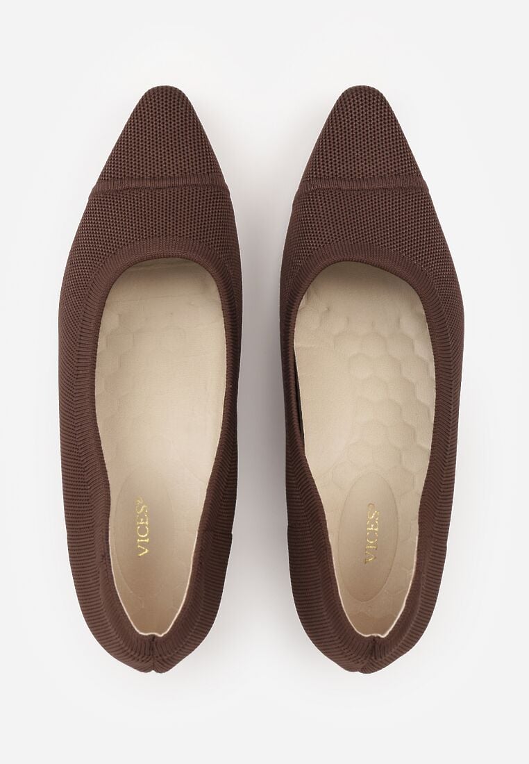 Brązowe Strukturalne Czółenka VICES na Słupkowym Obcasie Abathise 6