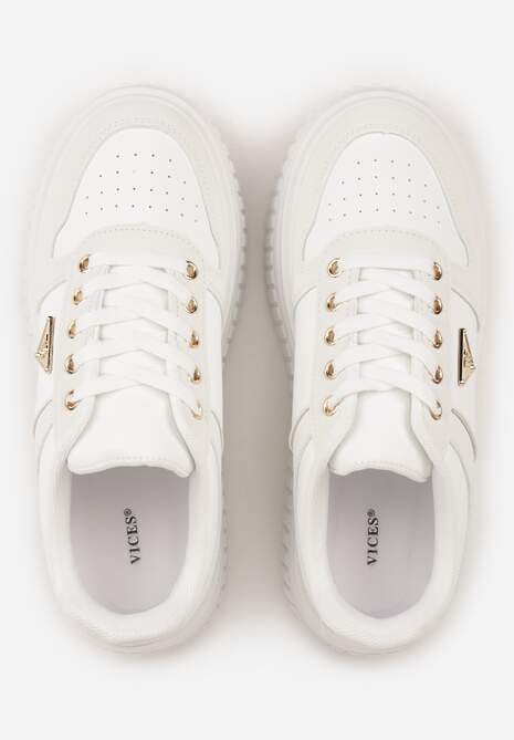 Białe Chunky Sneakersy z Trójkątną Aplikacją VICES na Platformie Cezaline 6
