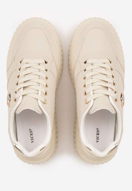 Beżowe Chunky Sneakersy VICES z Aplikacją na Platformie ze Żłobieniami Ilunatesa 6