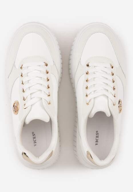 Białe Chunky Sneakersy VICES z Aplikacją na Platformie ze Żłobieniami Ilunatesa 6