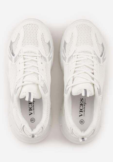 Białe Sneakersy VICES na Geometrycznej Platformie z Perforacją Elinata 6