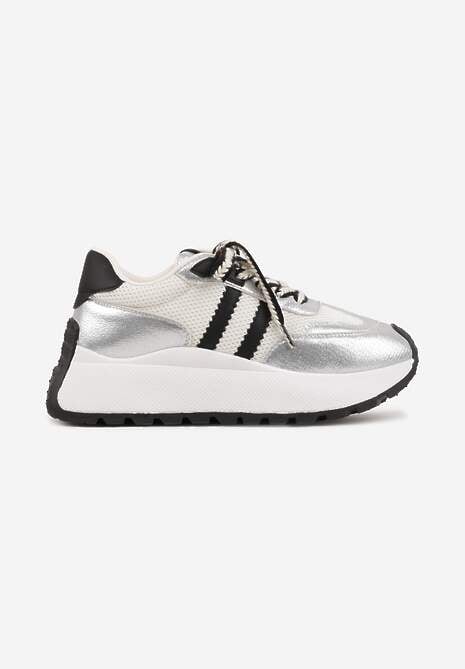 Srebrne Streetwearowe Sneakersy Chunky VICES na Platformie Ilnatea 4