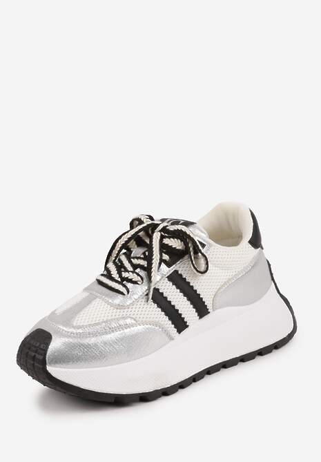 Srebrne Streetwearowe Sneakersy Chunky VICES na Platformie Ilnatea 5