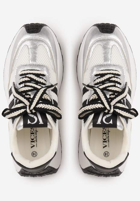 Srebrne Streetwearowe Sneakersy Chunky VICES na Platformie Ilnatea 6