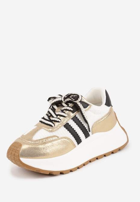 Złote Streetwearowe Sneakersy Chunky VICES na Platformie Ilnatea 5