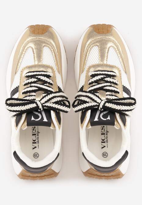 Złote Streetwearowe Sneakersy Chunky VICES na Platformie Ilnatea 6