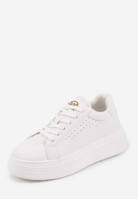 Białe Sneakersy VICES Ozdobione Gwiazdą i Błyszczącą Wstawką Oranatta 5