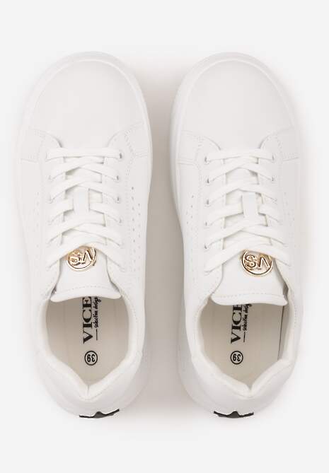 Białe Sneakersy VICES Ozdobione Gwiazdą i Błyszczącą Wstawką Oranatta 6