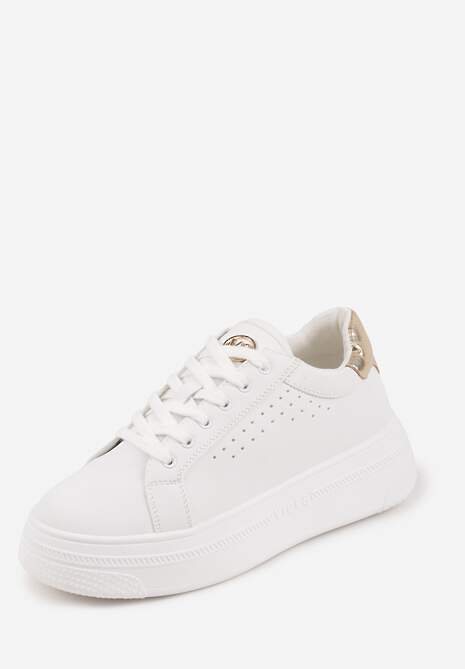 Biało-Złote Sneakersy VICES Ozdobione Gwiazdą i Błyszczącą Wstawką Oranatta 5