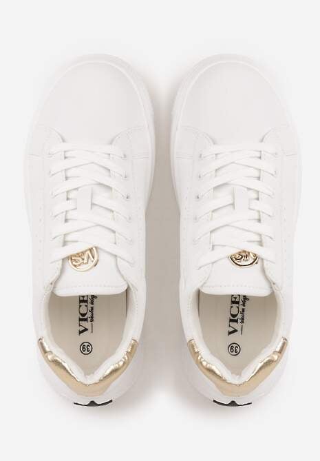 Biało-Złote Sneakersy VICES Ozdobione Gwiazdą i Błyszczącą Wstawką Oranatta 6