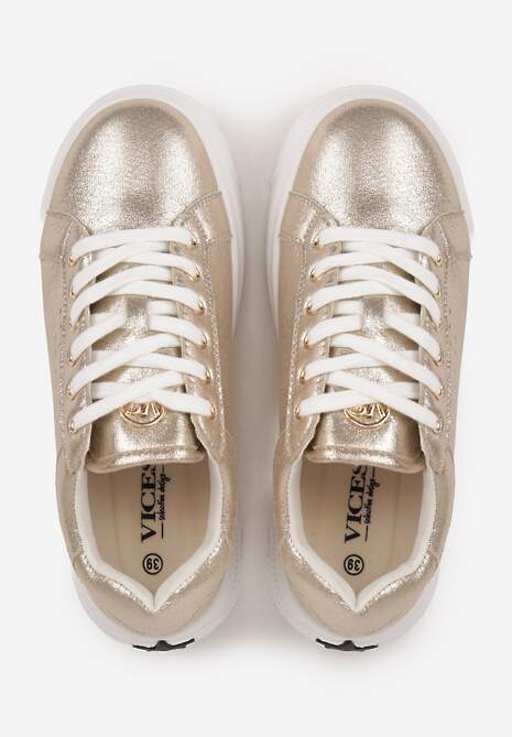 Złote Sneakersy VICES Ozdobione Gwiazdą i Błyszczącą Wstawką Oranatta 6
