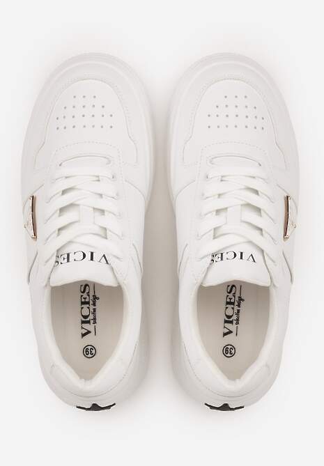 Białe Sneakersy Basic VICES na Platformie z Trójkątnym Zdobieniem Mellinata 6