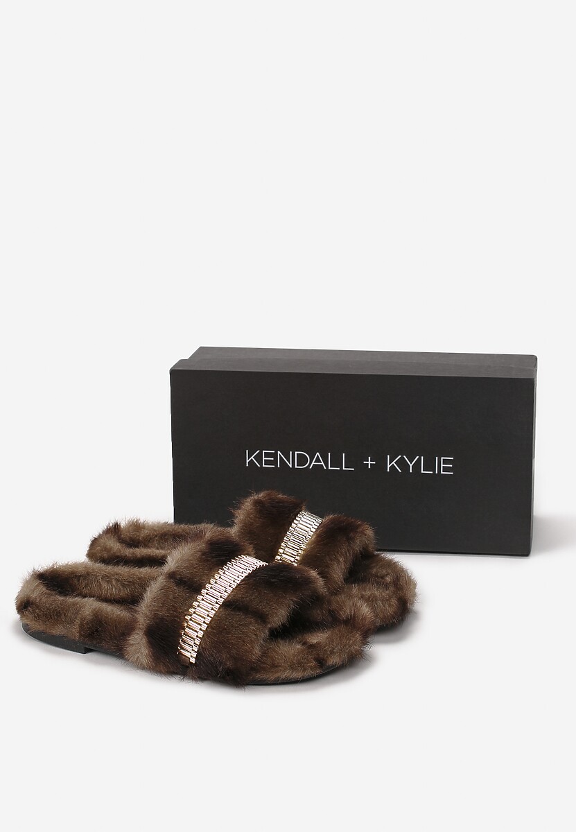 Brązowe Klapki Kendall + Kylie Fluffy