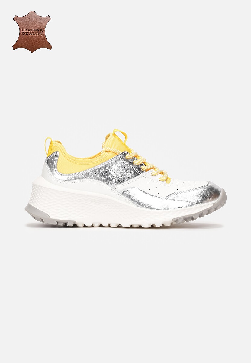 Biało-Żółte Skórzane Sneakersy Nereeivianna 1