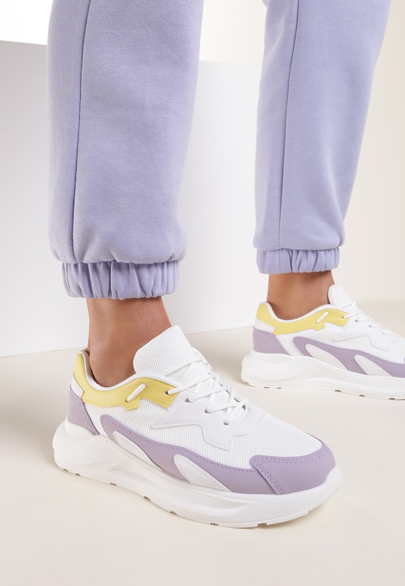 Biało-Liliowe Sneakersy Nautinne 1