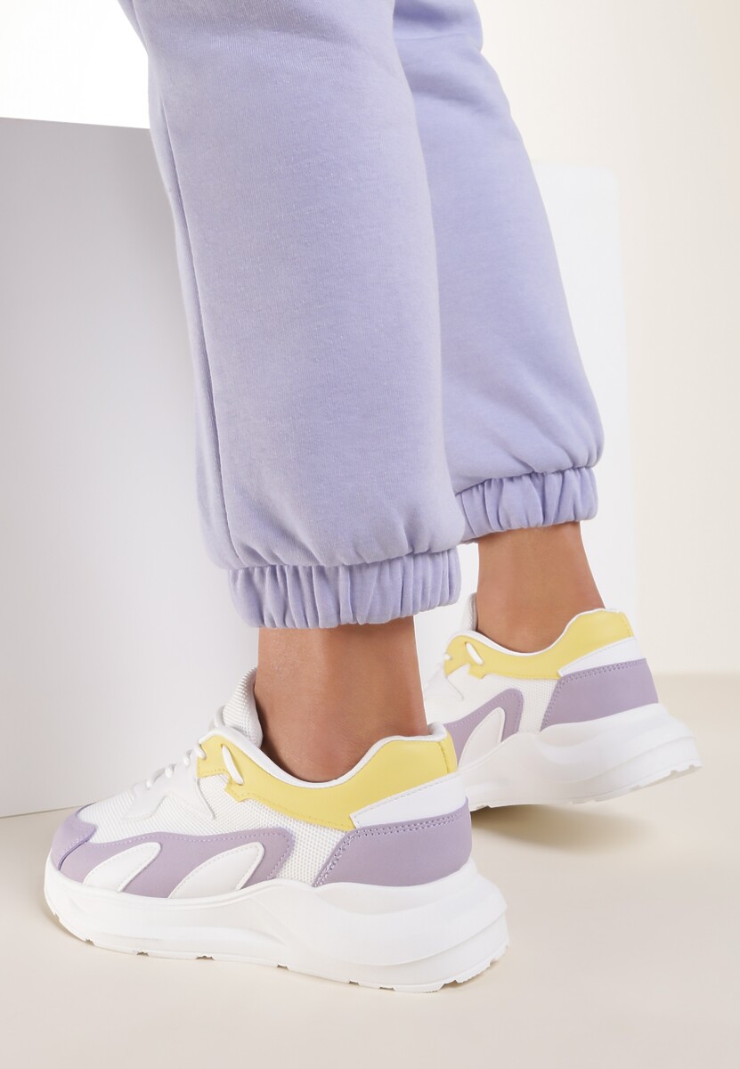 Biało-Liliowe Sneakersy Nautinne 2