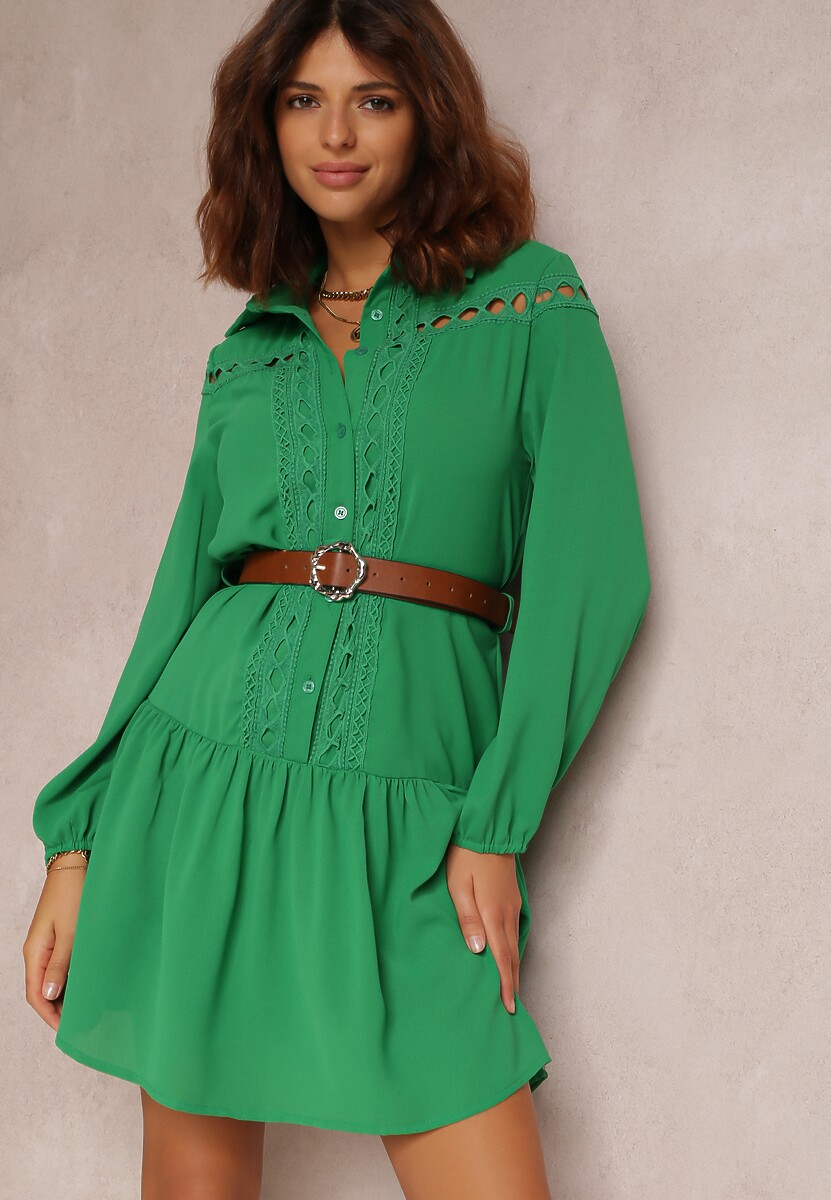 Zielona Sukienka Z Paskiem Ianthica