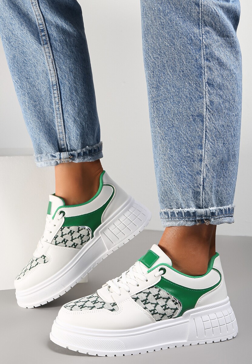 Biało-Zielone Sneakersy Theladia