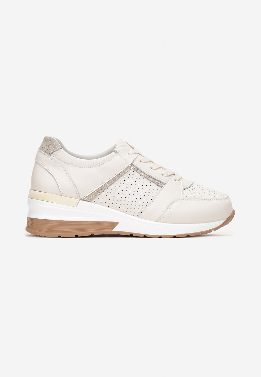 Beżowo-Złote Sneakersy Barbena 3