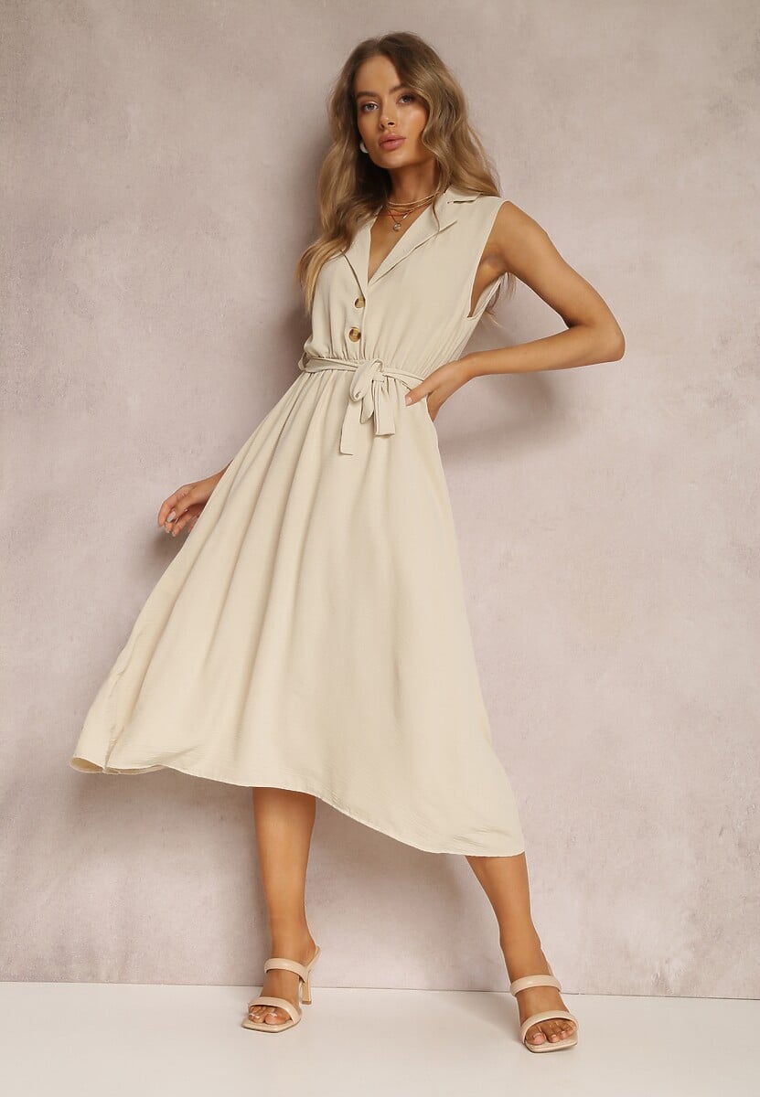 Rochie bej cu curea Phellialla 1