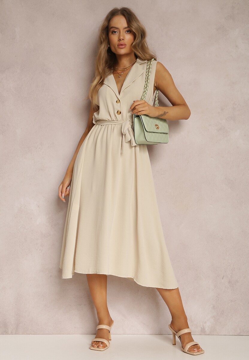 Rochie bej cu curea Phellialla 2