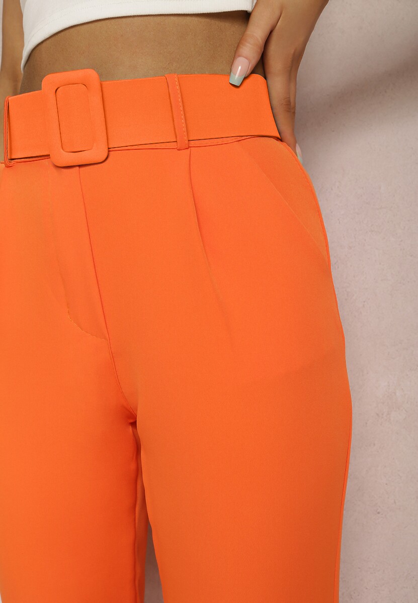 Pomarańczowe Spodnie z Paskiem Eudea
