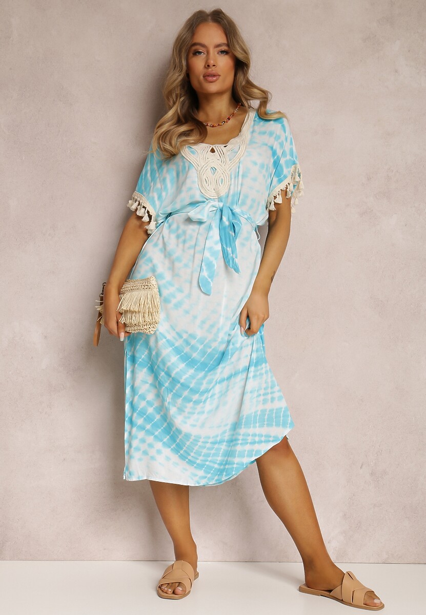 Rochie albastru deschis cu curea Dephinca 2
