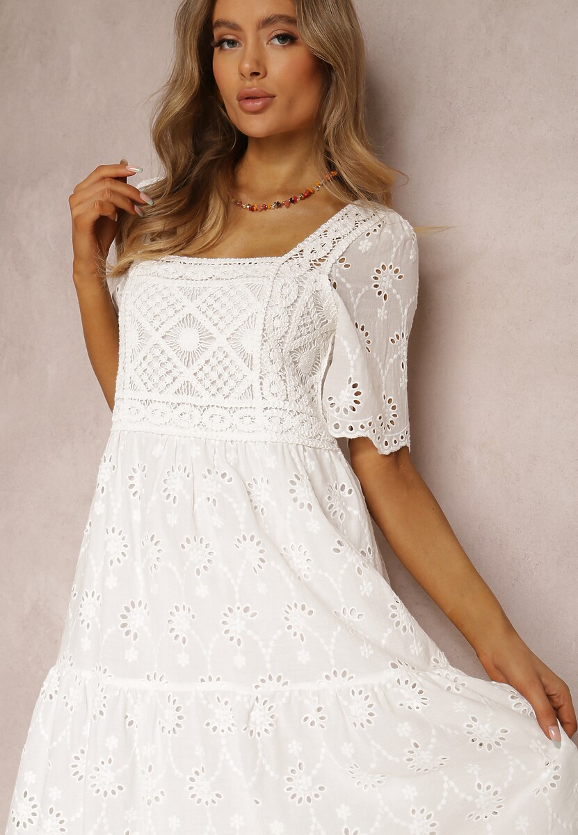 Biała Sukienka z Bawełny Paleope