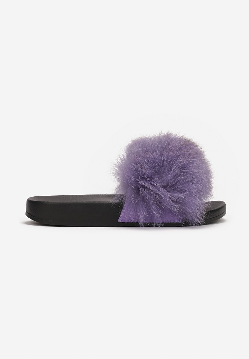Fioletowe Klapki z Futrem Turtlefeather 3